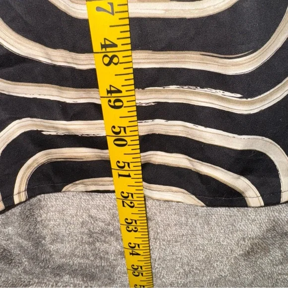 Donna Karan Black Cream Geometric Printed Midi Shirt Dress Buttons Down Size 16 - Picture 16 of 16